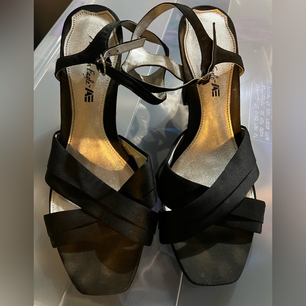 Strappy black heels
